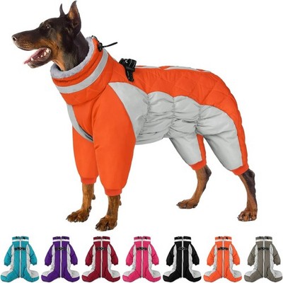 Dog Coat for Large Dogs, Orange, X-Large - Waterproof Winter Fleece Jacket wi...