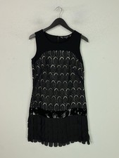 Principles Black Geometric Lace Mini Shift Dress Sleeveless Hemline UK 10 NEW