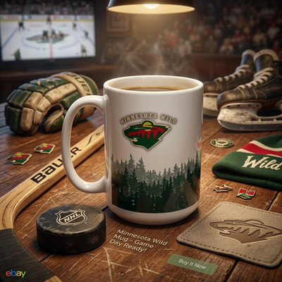 Minnesota Wild NHL 15oz Glossy White Coffee Mug - Forest Design