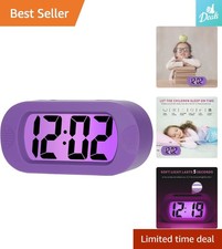 Kids Purple Digital Alarm Clock with Snooze  Night Light - Portable Travel Size