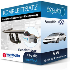 WESTFALIA Anhängekupplung abnehmbar und E-Satz für VW Golf IV Fliessheck 97- AHK