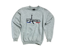 Paris France Vintage Tour D'Or Embroidered Crewneck Sweatshirt, Men's Medium