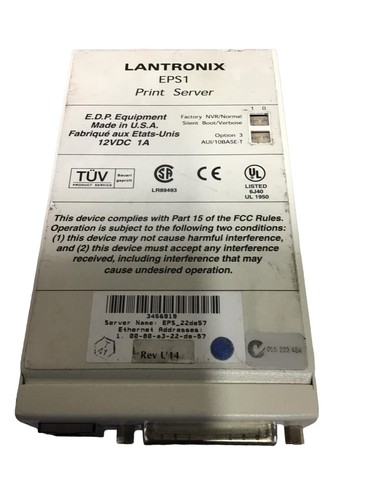 Lantronix EPS1 Print Server, 12v 10BASE-T - Picture 5 of 9