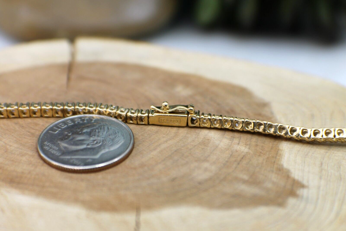 Mm Icebox Gold Chain Ice Box Solid 14K Yellow Gold Diamond Tennis