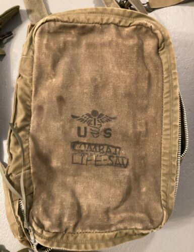 ORIGINALE VINTAGE US ARMY M5 MEDIC KIT BORSA ZAINO PRONTO SOCCORSO USMC NAVY CON TELAIO - Foto 2 di 6
