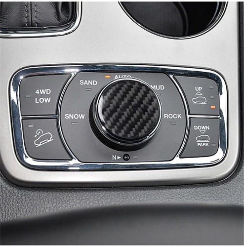 Carbon Fiber Radio Console Knob Cover Trim For Jeep Grand Cherokee 2011-2020 - Foto 4 di 11