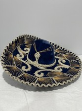 Vintage Mexican Sombrero XXXXX Blue Velvet Sequin Charro Mariachi Small Size 