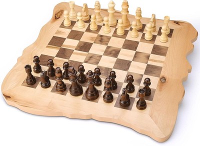 Wooden Chess Board Set, Unique Chessboard (Playing Area 15''x15'') w/ 3.5'' King