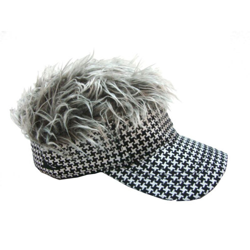 FLAIR HAIR HATS HOUNDSTOOTH VISOR GREY 