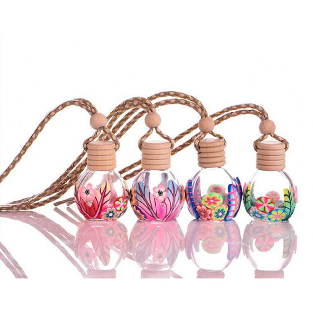 1Pc Empty Glass Colorful Bottle Car Hanging Perfume Bottle Home Ornament~ GR