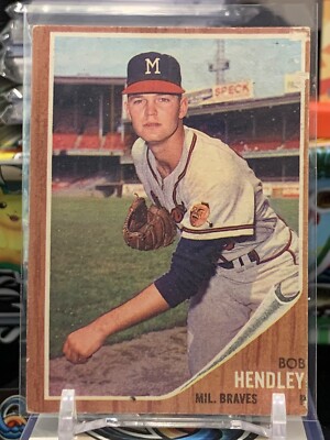 1962 Topps Milwaukee Braves Baseball Card #361 Bob Hendley DP 3D