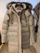 Moose Knuckles Mid-length Down Jacket for Men and Women with Large Fur Collar