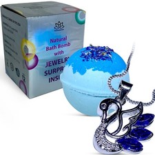 1 Bath Bomb Swan Lake 7.5oz with Swan Necklace Inside - Handmade in USA
