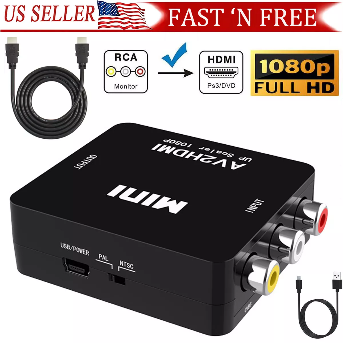 ADAPTADOR RCA A HDMI FULL HD (AV2HDMI)