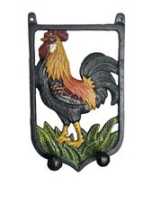 Cast Iron Rooster Towel Hanger Coat Hat Key Hook Rack