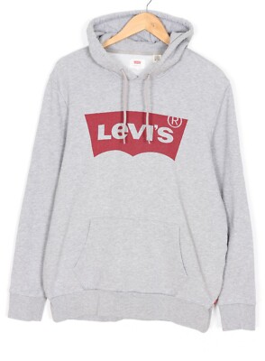 LEVIS Red Tab Grey Cotton Hoodie Sweatshirt Men Size L