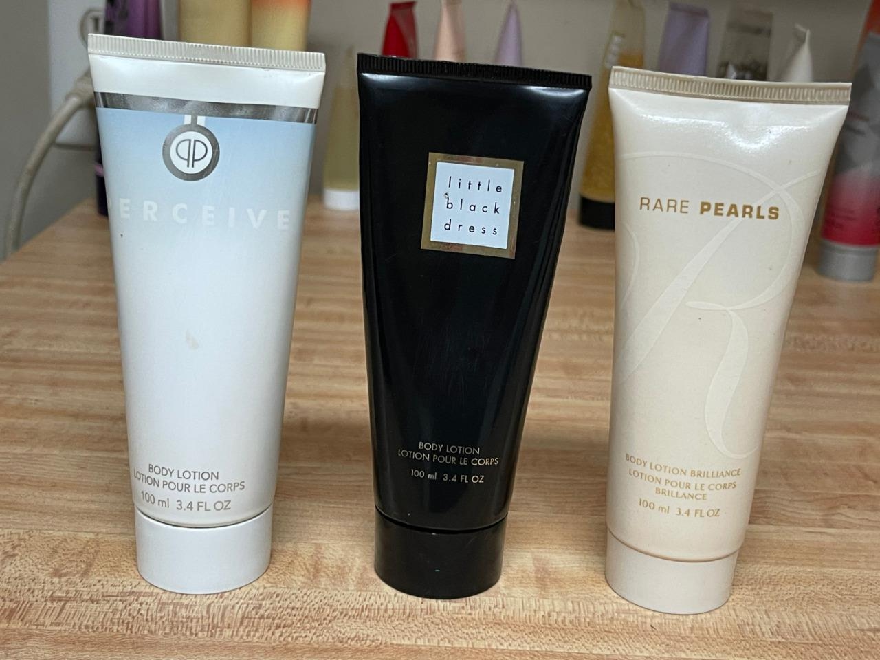 AVON LITTLE BLACK DRESS,RARE PEARLS AND PERCEIVE MOISTURIZING BODY