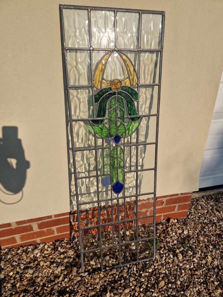 antique stained glass window panel eBay