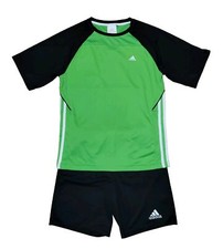 Adidas Youth Large 13-14 Yrs Black Soccer Shorts  Green T-shirt Outfit