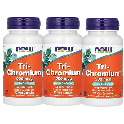 NOW Foods (3 PACKS) Tri-Chromium 500 mcg 90 Veg Caps