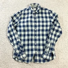 Marine Layer Shirt Mens Medium Blue Plaid Flannel Button Up Light Weight Outdoor