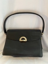 Vintage 50s Koret Black Leather Handbag Red Interior Coin Purse