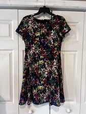 NWT J Crew Factory Women Watercolor Floral Short Sleeve Fit & Flare Dress~SZ 8