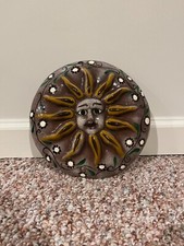 Sun Face Hand Painted Clay Pottery Wall Piece/Home Decor with Hanger