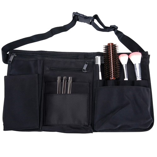 Makeup Cosmetic Canvas Waist Apron, Multiple Pocket Brush Bag Organizer, Black - Picture 5 of 5