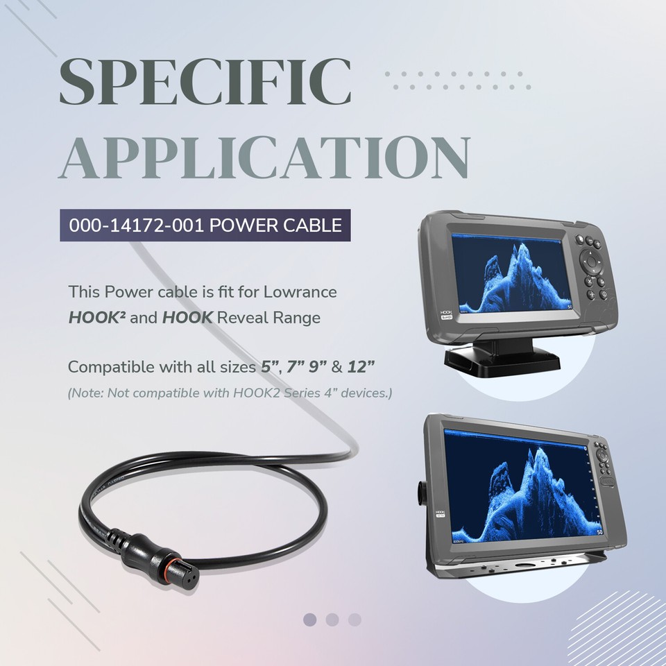 CTcar Câble Alimentation Lowrance Hook2/Reveal/Cruise - 5/7/9/12 Pouces - 1.8m