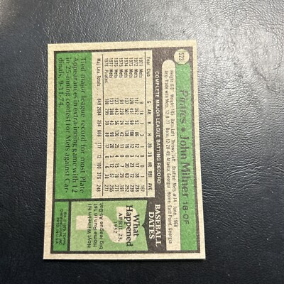 #523 John Millner Pittsburgh pirates￼    1979 Topps Cb15 -1.   Milner
