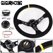 14 Deep Suede Steering Wheel Quick Release Hub Adapter For Honda Civic 96-00 Ek