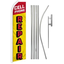 Cell Phone Repair Letters Super Swooper Flag & Flag Pole Kit & Ground Spike