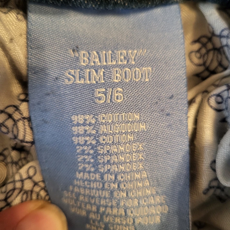 Pantalones de mezclilla hidráulicos Bailey bota ajustada tiro bajo azul elástico angustia talla 5/6 elásticos Foto 3 de 4