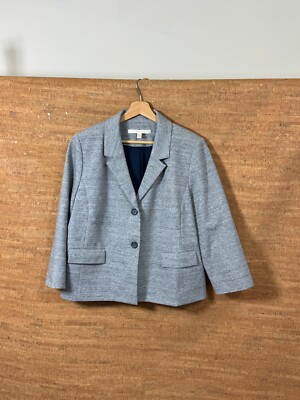 Nordstrom Collection Gray Cotton Blend Classic Blazer XL Jacket Career Office