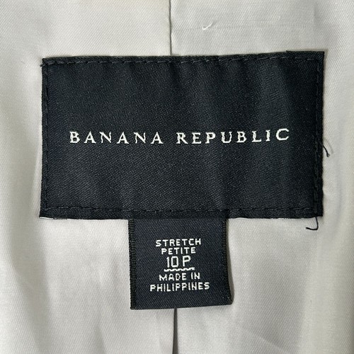 Banana Republic Blazer Womens Petite 10 10P Gray Striped One Button Office - Picture 5 of 14