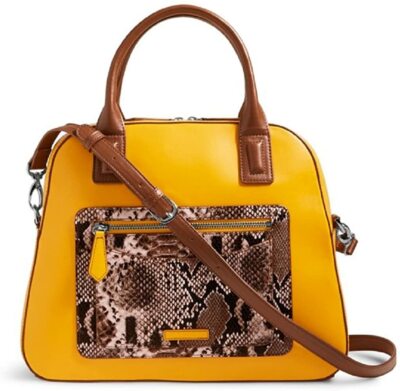 Vera Bradley Women's Bowler Satchel Maize with Python Print Handbag