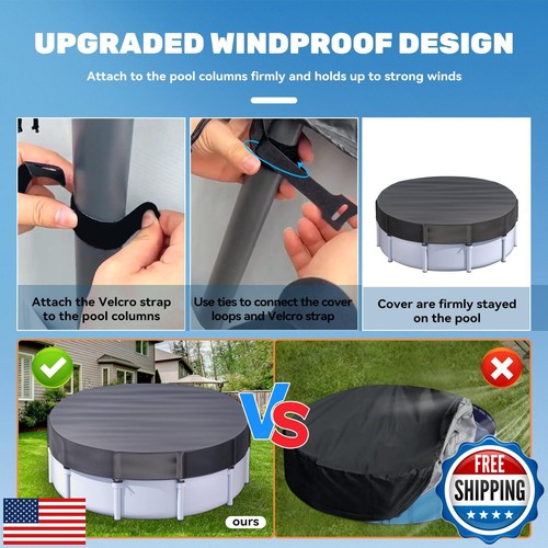 15 Ft Round Pool Cover for Metal Frame Above Ground Pools - Upgraded Windproo - Picture 2 of 5