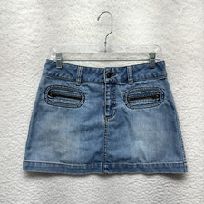 Y2K Vintage Demin Mini Skirt 6 27 Medium Low Rise Jean Fairy Cyber Grunge