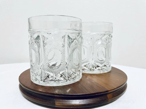 Set of 2 Vintage Whiskey Oberglas Austria Clear Crystal Rocks Lowball Barware