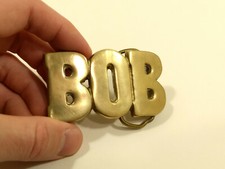 Rare Vintage 1970's Name "BOB" Solid Brass AMINCO Quality Made Belt Buckle