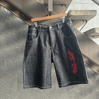 Vintage Jnco Type Shorts Black Denim Jean Baggy Loose Skate