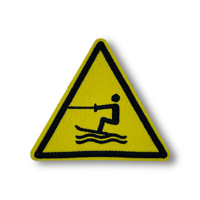 Water Skiing Warning Sign Patch | Iron-On & Sew-On Patch