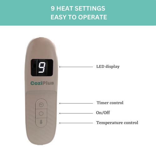 CoziPlus Electric Heated Throw Over Blanket Teal, 9 Heat & Timer Controller, XL - Picture 5 of 8