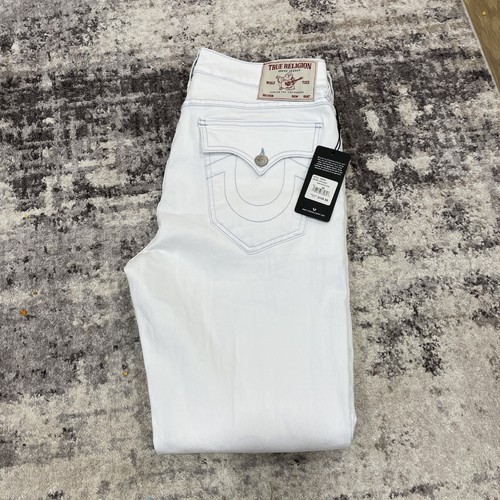 True Religion Herren Gr. 34 x 32 "Geno" Relaxed Slim Flap Optic Weiß Jeans Neu