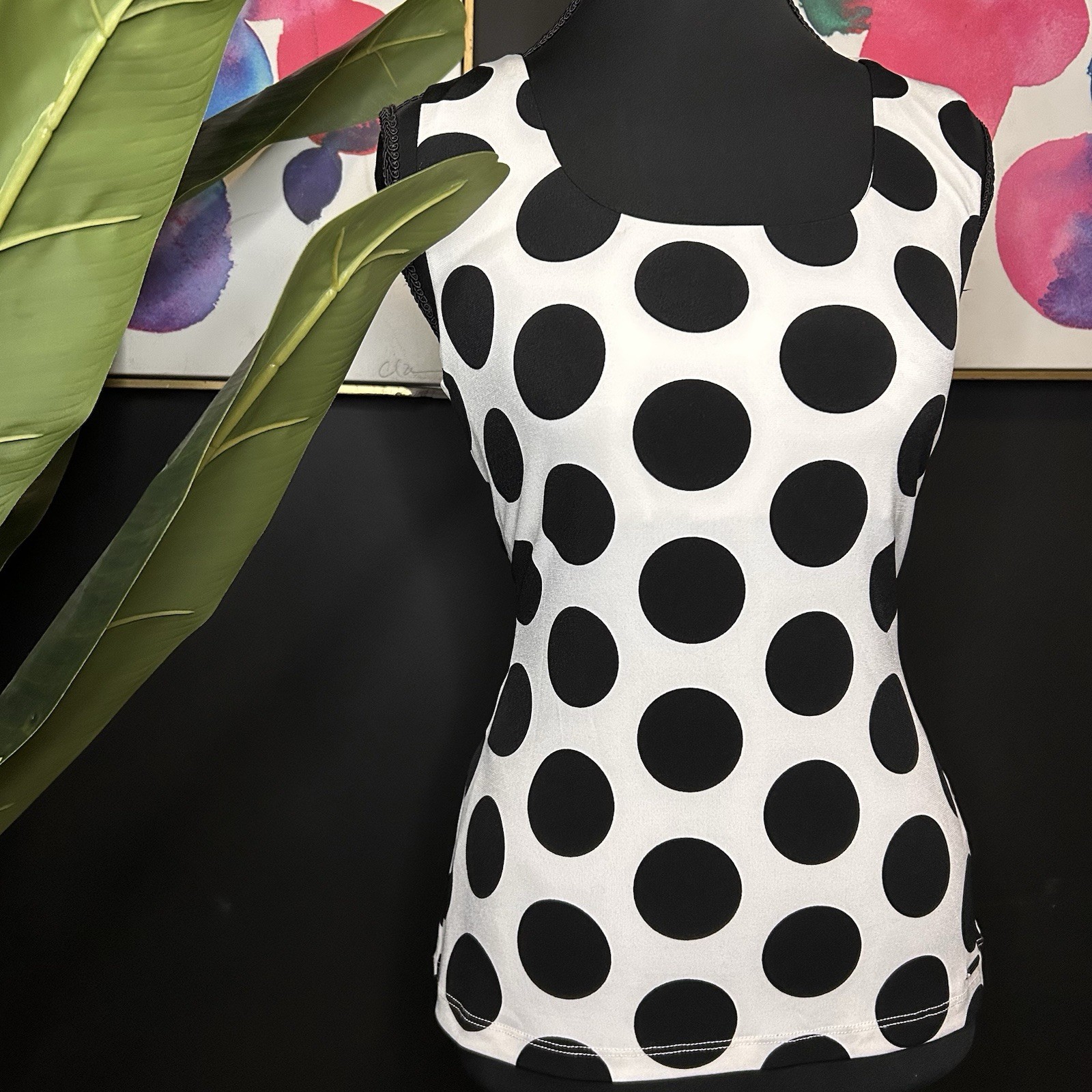 Calvin Klein black & white polka dot tank top #polkadot  NWT thumbnail 3