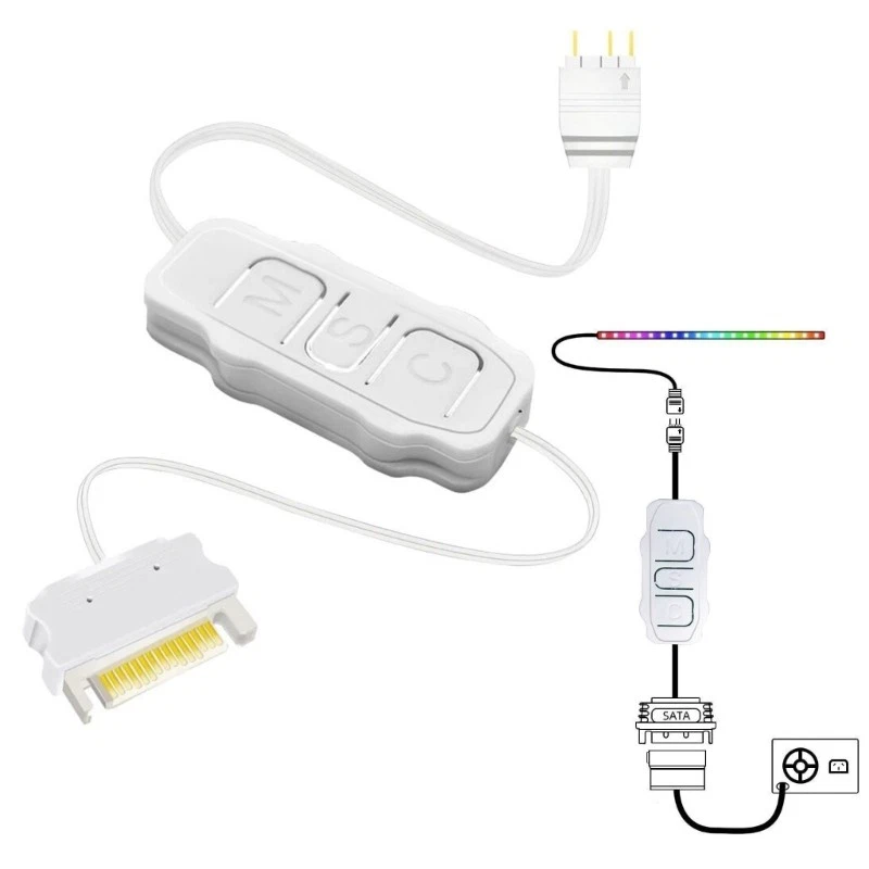 5V 3Pin to ARGB Adapters Controllers Computer Fan LED Lighting Cooling - Image 2 of 4