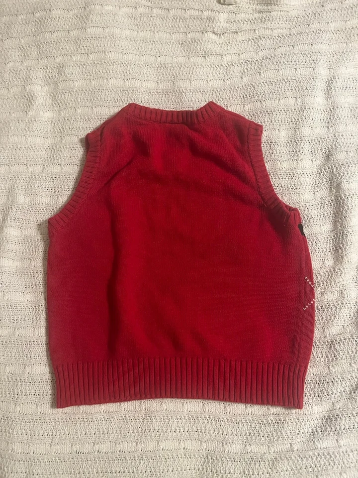 George Youth Vest Boys size 7 RED knit cotton sleeveless uniform casual - Image 2 of 4