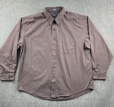 Arrow Button-Up Dress Shirt Men  s XXL Striped Burgundy Wrinkle Free Casual