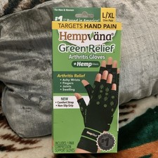 Hempvana Green Relief Arthritis Gloves Compression Support Black L/XL Pair